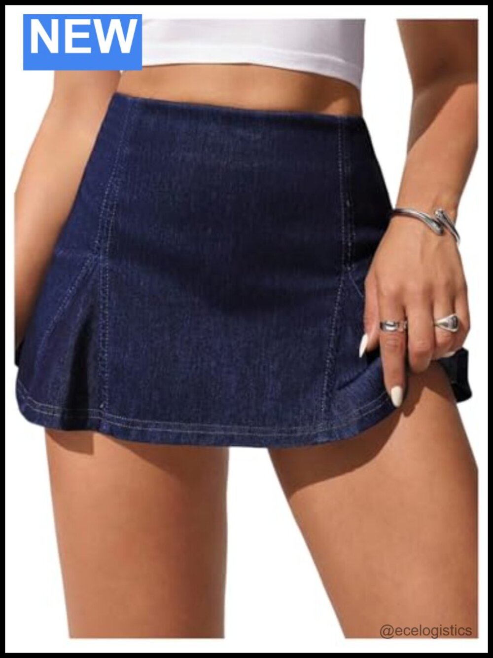 High Waisted Mini Denim Skirt Y2k Skater A Line Flared Hem